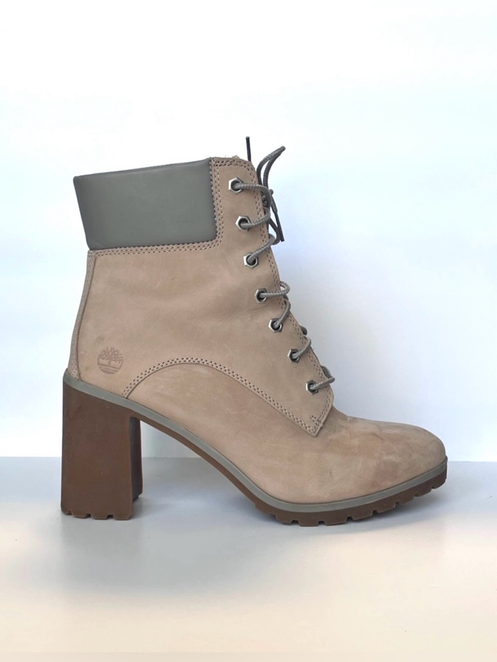 TIMBERLAND Allington Heights 6-Inch Lace-Up Heel Boots Taupe Nubuck Women’s 9 - Picture 3 of 10